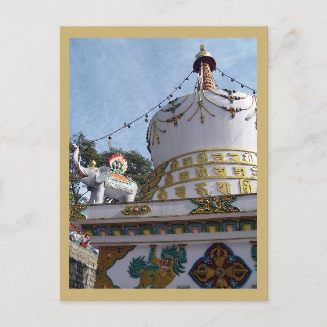 Cartão Postal Budista Stupa Dalai Lama Temple Dharamsala Índia (Frente)