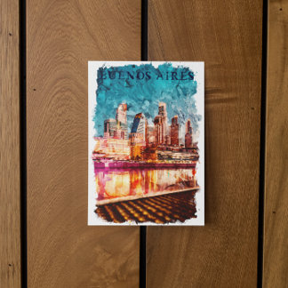 Cartão Postal Buenos Aires Argentina Skyline por Night City View
