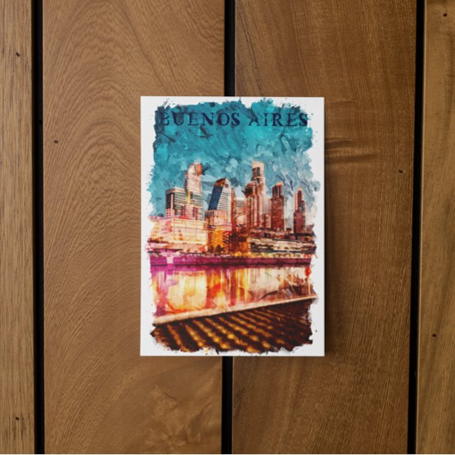 Cartão Postal Buenos Aires Argentina Skyline por Night City View (buenos aires skyline by night postcard)