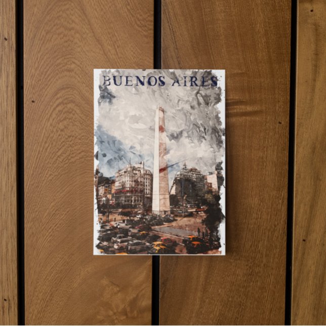 Cartão Postal Buenos Aires Argentina Skyline Watercolor (buenos aires south america argentina postcard)