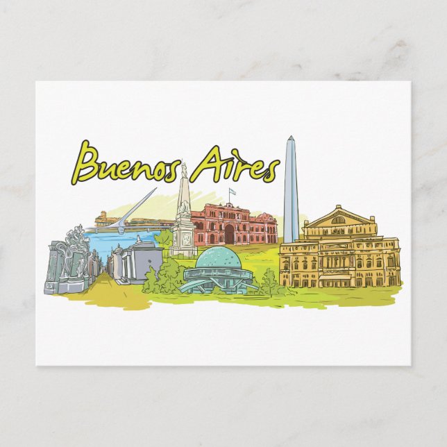 Cartão Postal Buenos Aires, Cidade Familiar da Argentina (Frente)