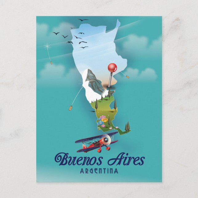Cartão Postal Buenos Aires, poster de viagens da Argentina (Frente)
