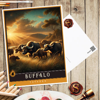 Cartão Postal Buffalo | Cartão-postal para animais de cunhagem f