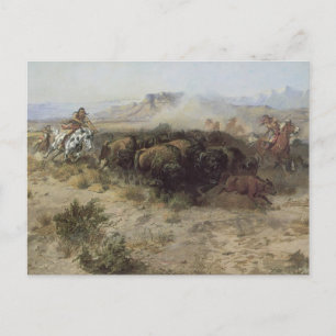 Cartão Postal Buffalo Hunt nº 26 de CM Russell, índios Vintage