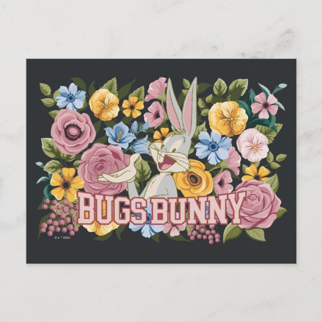 Cartão Postal BUGS BUNNY™ Floral Embroidery Graphic (Frente)