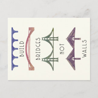 Cartão Postal Build Bridges Not Walls Postcard