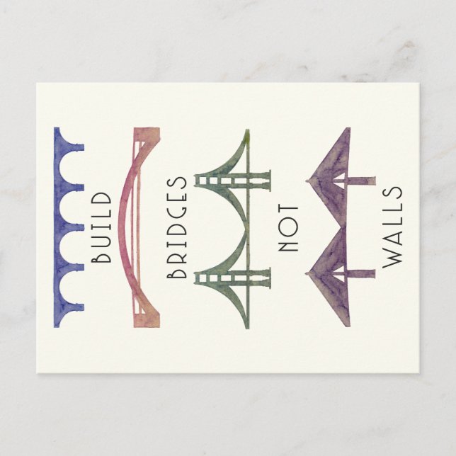 Cartão Postal Build Bridges Not Walls Postcard (Frente)
