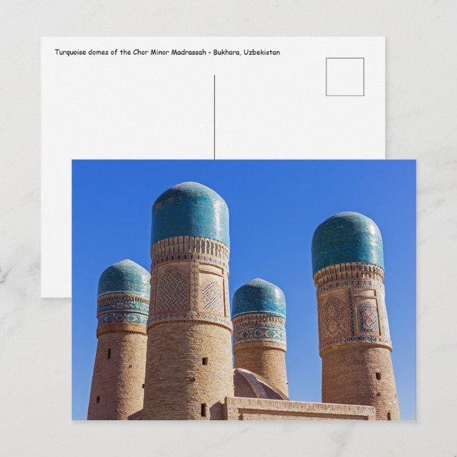 Cartão Postal Bukhara, Usbequistão - Chor Minor Madrassah (Frente/Verso)