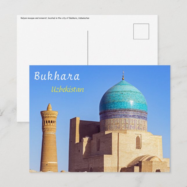Cartão Postal Bukhara, Usbequistão - Mesquita Kalyan (Frente/Verso)