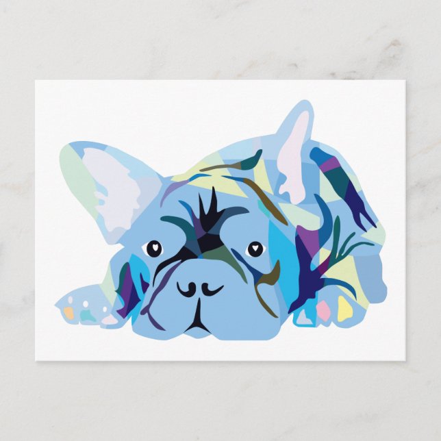 Cartão Postal Buldogue Francês Azul (Frente)