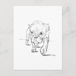 Cartão Postal Buldogue Francês Fofo, Ilustração de Cachorro