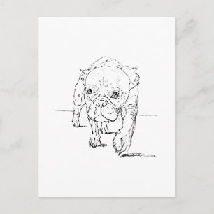 Cartão Postal Buldogue Francês Fofo, Ilustração de Cachorro