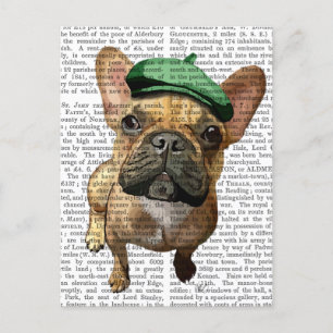 Cartão Postal Buldogue francês marrom com chapéu verde 2