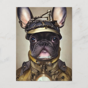 Cartão Postal Buldogue Francês Steampunk
