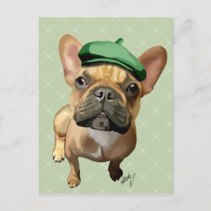 Cartão Postal Bulgue francês marrom com chapéu verde