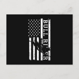 Cartão Postal Bull Rider USA Flag Cowboy Rodeo País Ocidental G