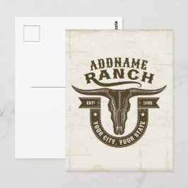 Cartão Postal Bull Steer Skull Western Ranch