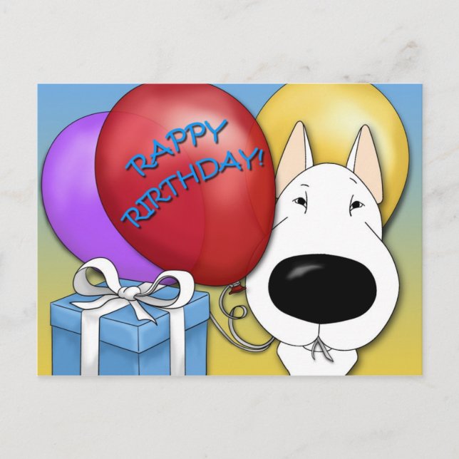 Cartão postal Bull Terrier Birthday (Frente)