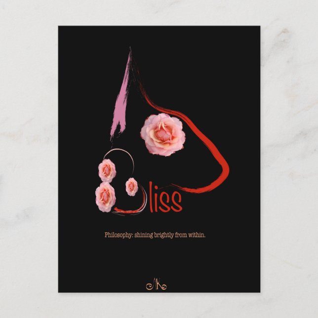 Cartão Postal Bull Terrier Bliss Inglês com rosa Pet Art (Frente)