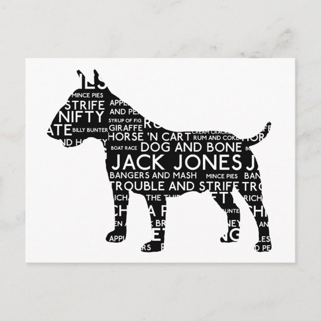 Cartão Postal Bull Terrier London Slang Cockney (Frente)