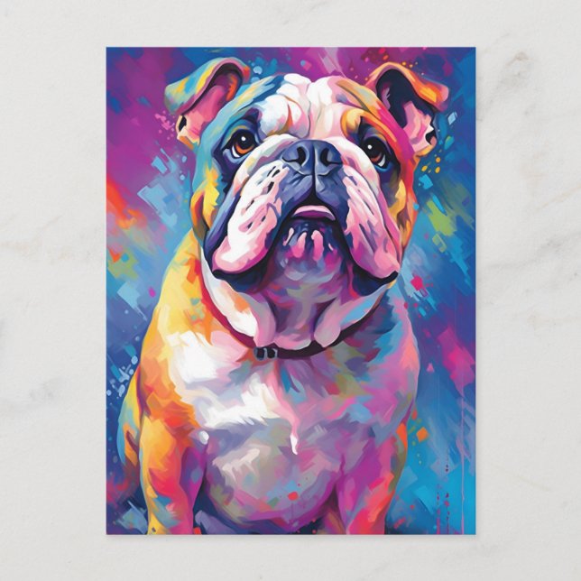 Cartão Postal Bulldog Colorido (Frente)