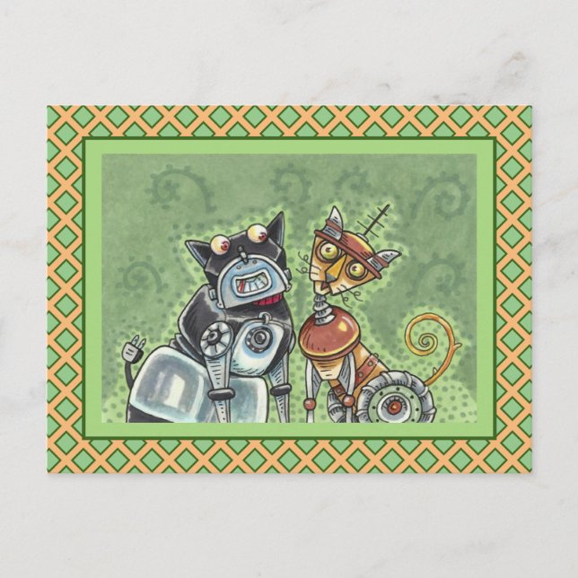 Cartão Postal BULLDOG DE ROBÔ ADORÁVEL E Vazio FELINE FRIENT (Frente)
