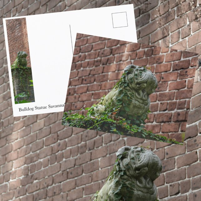 Cartão Postal Bulldog Estátua Savannah Georgia Fotográfica (Criador carregado)