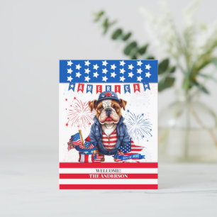 Cartão Postal Bulldog Feliz 4 De Julho Dia Da Independência Amér