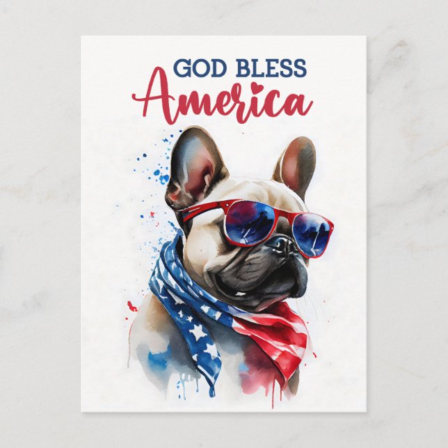 Cartão Postal Bulldog Francês, Cartão-postal América Deus abenço (Frente)