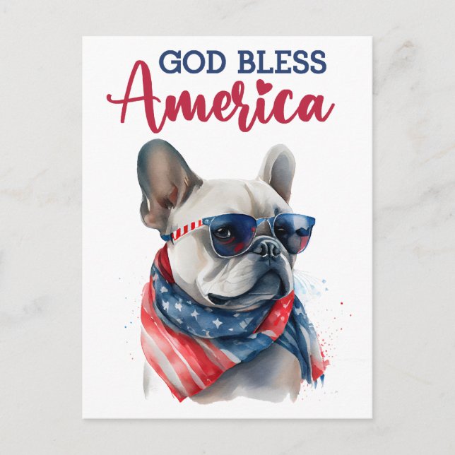 Cartão Postal Bulldog Francês, Cartão-postal América Deus abenço (Frente)