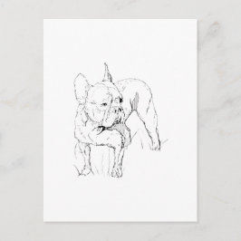 Cartão Postal Bulldog Francês – Ilustração de Cachorro Desenhada