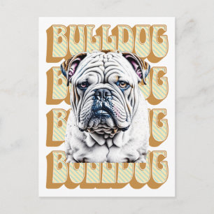 Cartão Postal Bulldog Inglês com Fonte Retroativa