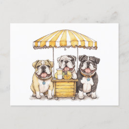 Cartão Postal Bulldog Inglês Correndo Pista De Limonada