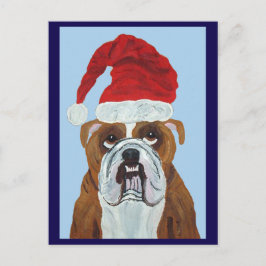 Cartão Postal Bulldog Papai Noel