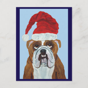 Cartão Postal Bulldog Papai Noel