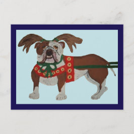 Cartão Postal Bulldog Rena de Papai Noel