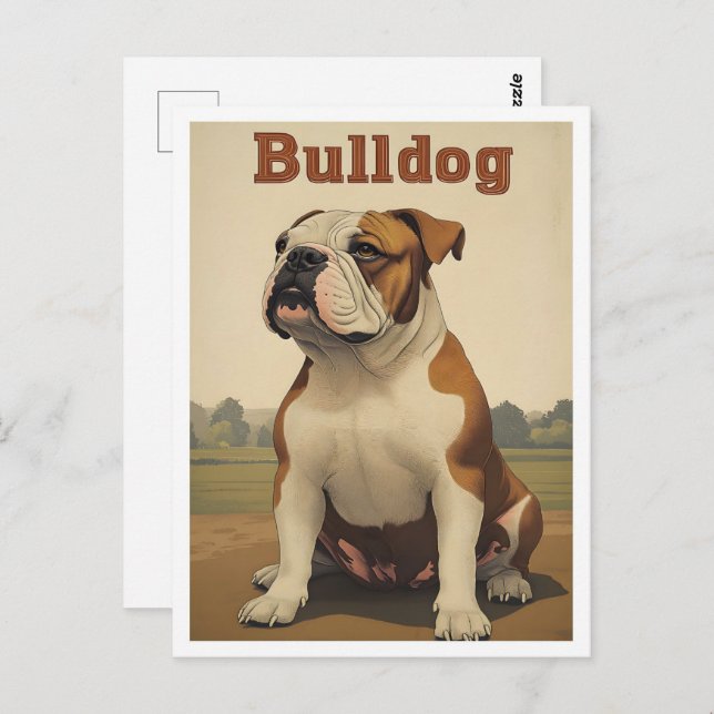 Cartão Postal Bulldog Vintage Art (Frente/Verso)