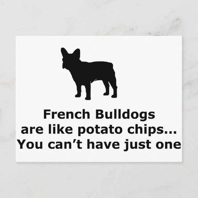 Cartão Postal Bulldogs Franceses são como Batatas Fritas (Frente)