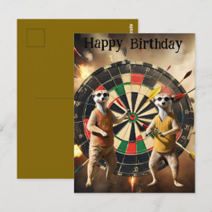Cartão Postal Bullseye Burrow: Jogadores de Dardos Suricatas, An