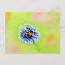 Cartão Postal Bumble Bee em uma pintura de flor