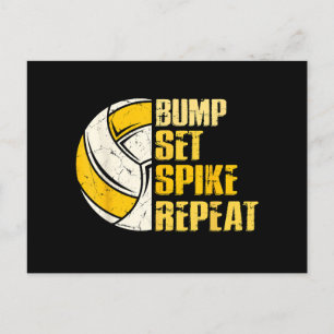 Cartão Postal Bump Set Spike Repete Voleibol Engraçado