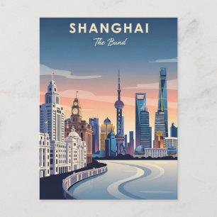 Cartão Postal Bund de Xangai Viagem à China