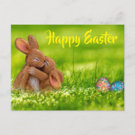 Cartão Postal Bunnies Hugging. Felz pascoa.