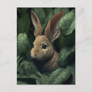 Cartão Postal Bunny and plant postcard