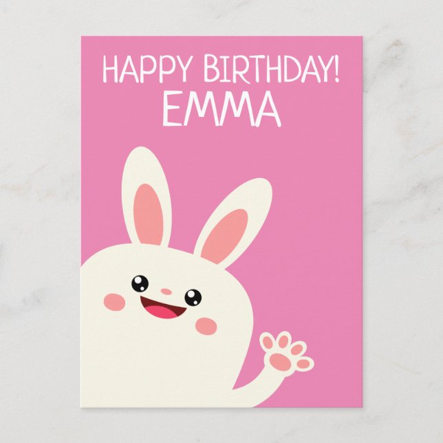 Cartão Postal Bunny Birthday Personalizado (Frente)