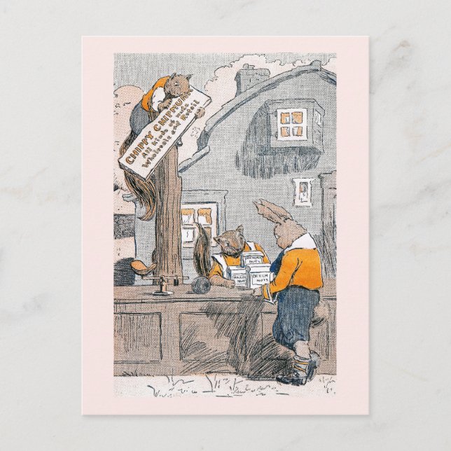 Cartão Postal Bunny Comprando Loucos de Chipmunks (Frente)
