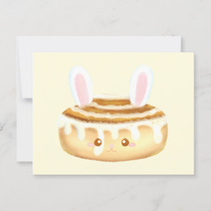 Cartão Postal Bunny Sweet Dessert Cinnamon Bun