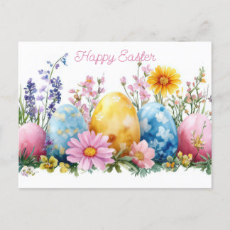 Cartão Postal Bunte Aquarell Oster Postkarte mit Frühlingsblumen
