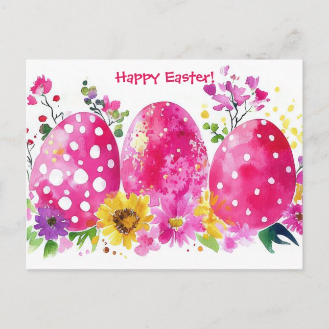 Cartão Postal Bunte Aquarell Oster Postkarte mit Frühlingsblumen (Frente)