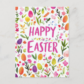 Cartão Postal Bunte Aquarell Oster Postkarte mit Frühlingsblumen